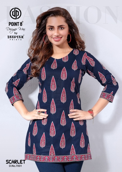 MIDNIGHT BUTI CHARM – ELEGANT NAVY BLUE PRINTED KURTI